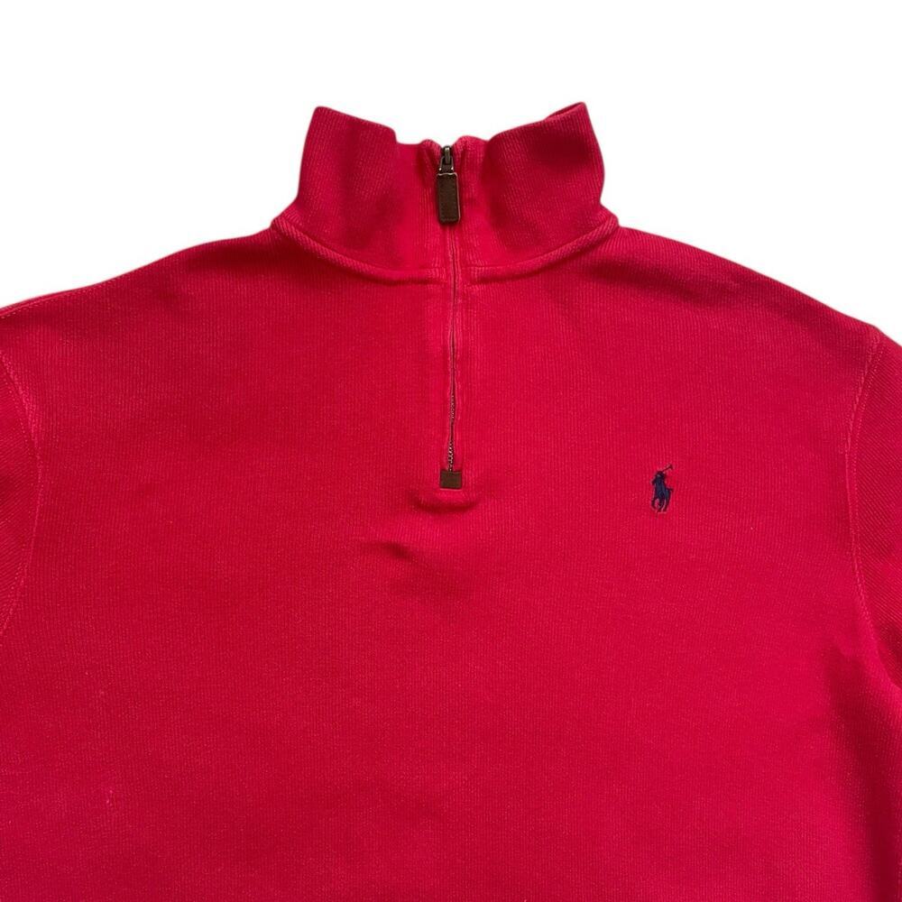 Polo Ralph Lauren Estate Rib Quarter Zip Mock Neck Pullover Sweater Med Red - Picture 4 of 12